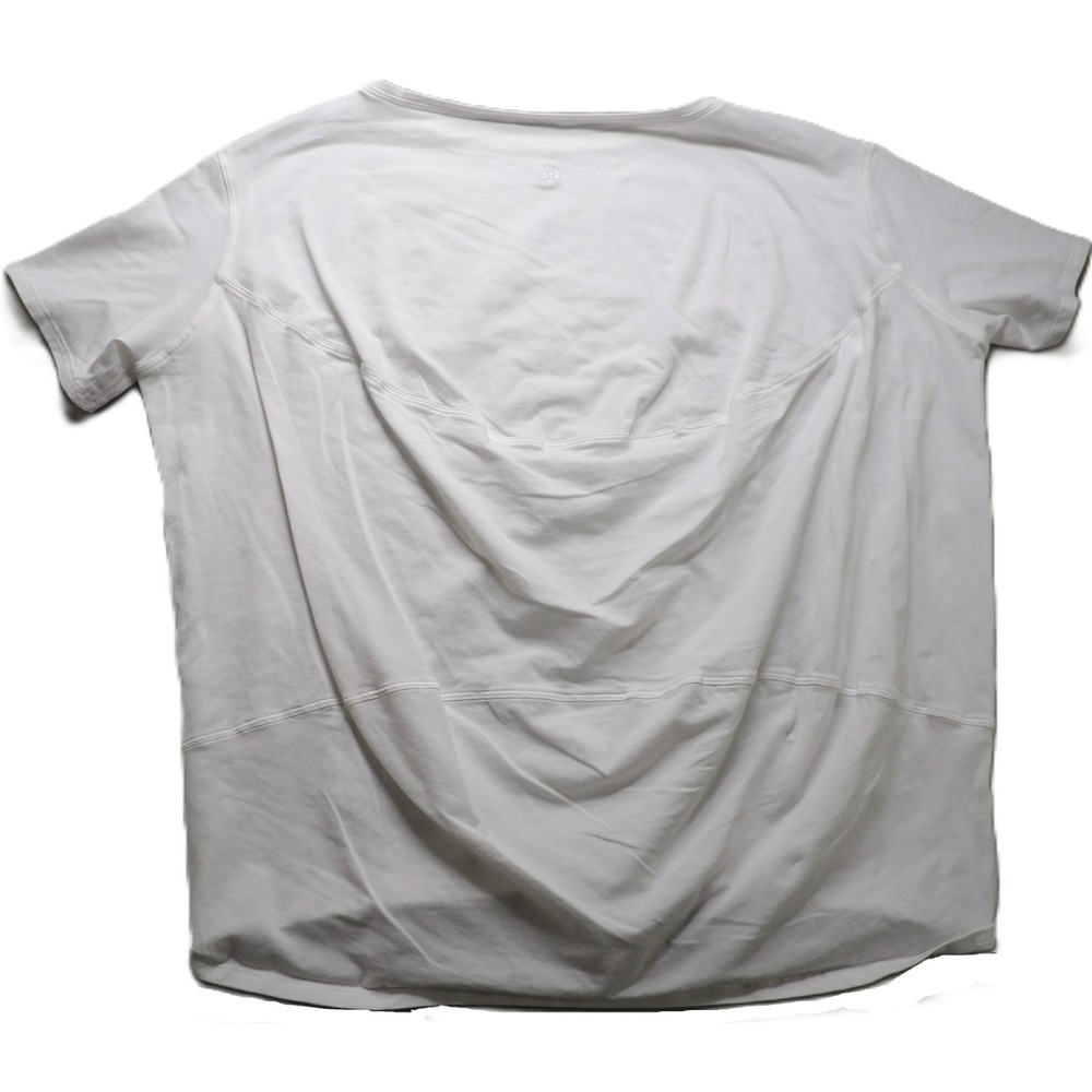 Lululemon Fall In Place Women White Modal Draped Back Short Sleeve Relaxed Tee